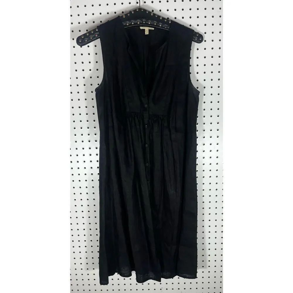 Eileen Fisher sleeveless button down Irish linen dress size XS